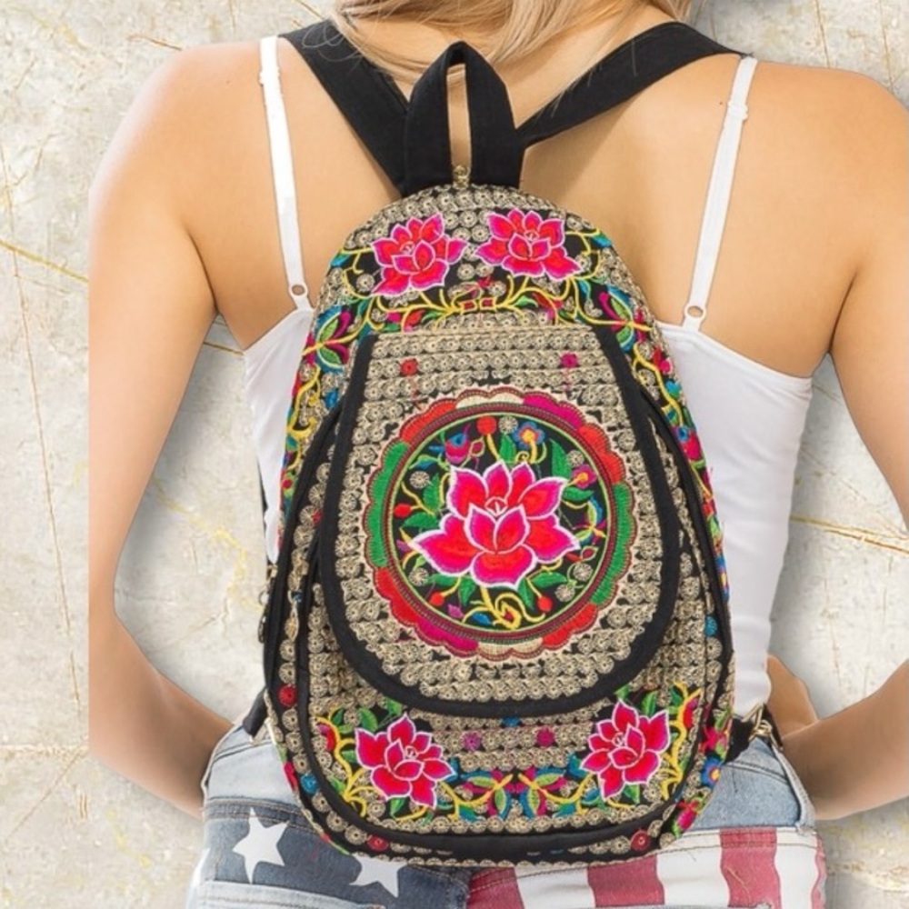 Embroidered Floral Backpack - Picture 2 of 10